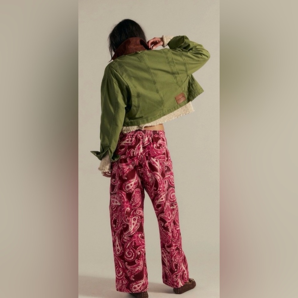 NWT Free People We the Free Jet Set Knit Pull On Pants in Brick Combo New $168 - Picture 2 of 7